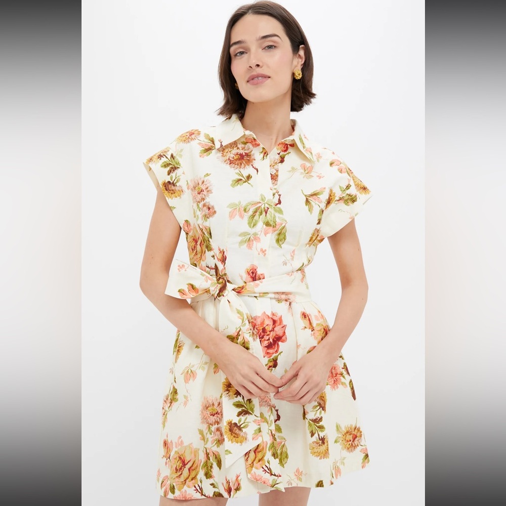 Tuckernuck Romantic Floral Cotton Linen Mini Callie Dress
